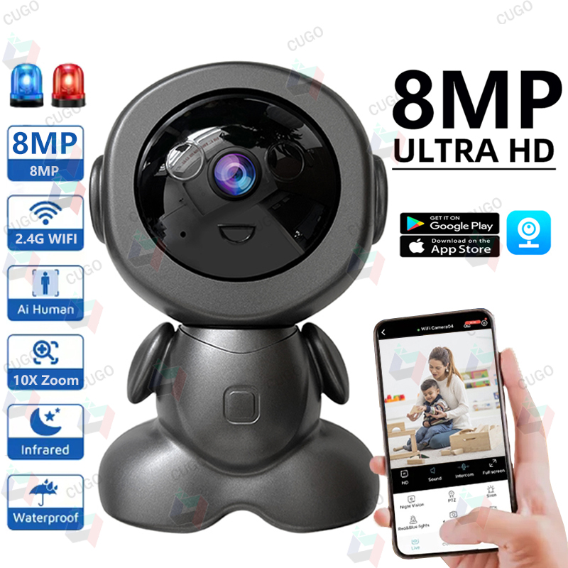 Home Security Robots - Kamera robota monitorującego 8MP WiFi, obrotowa