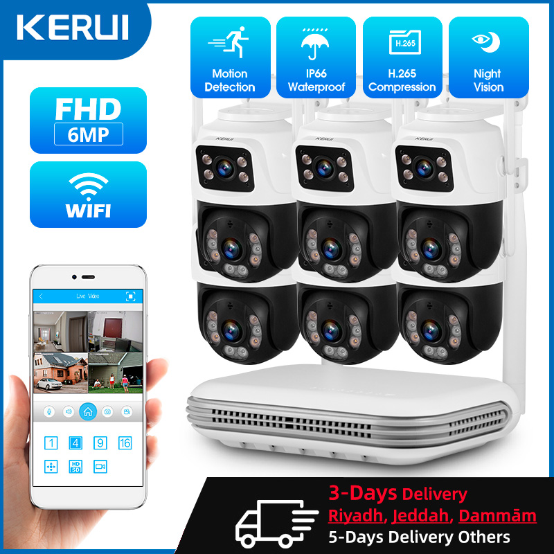 Nvr Kit 8 Channel - KERUI Wodoodporny 6MP HD Bezprzewodowy podwójny