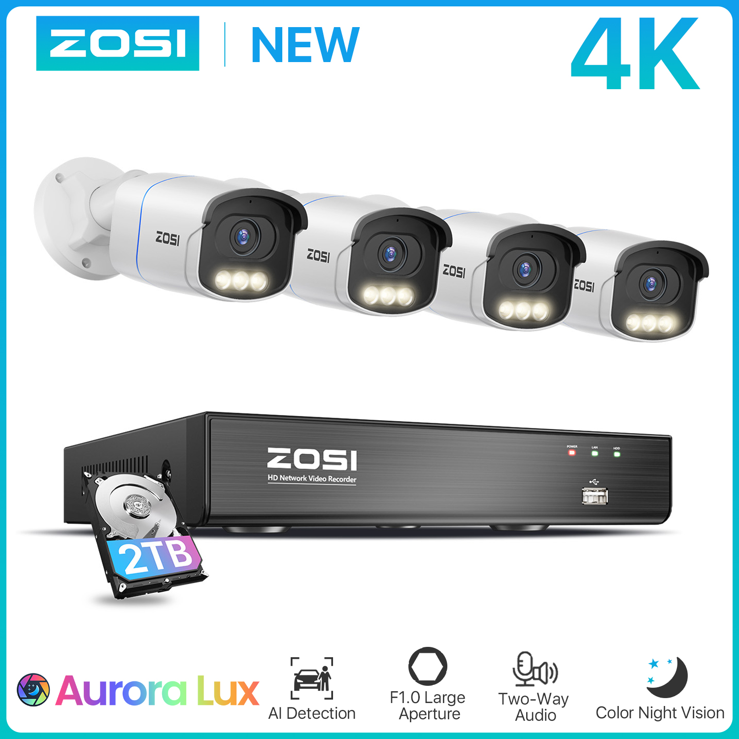 Nvr Kit 8 Channel - ZOSI 4K PoE Security Camera System