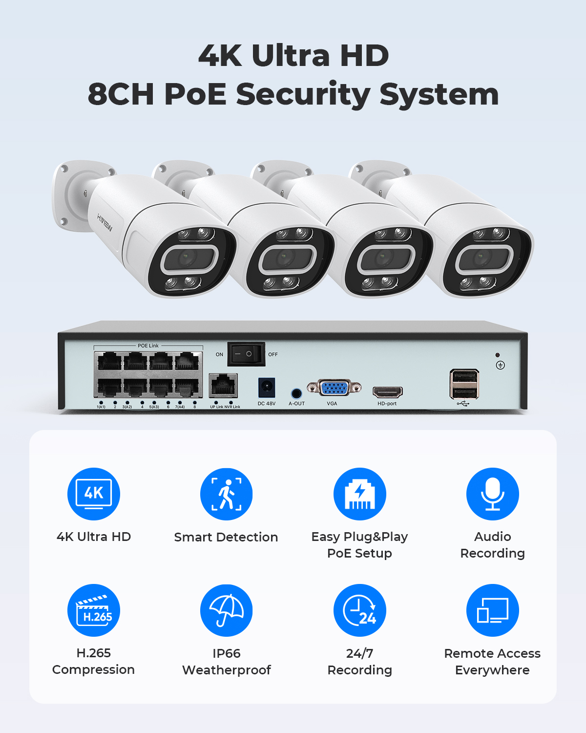 H.View 4K 5Mp 8Mp Poe CCTV Sys – Nvr Kit 8 Channel recenzja i cena